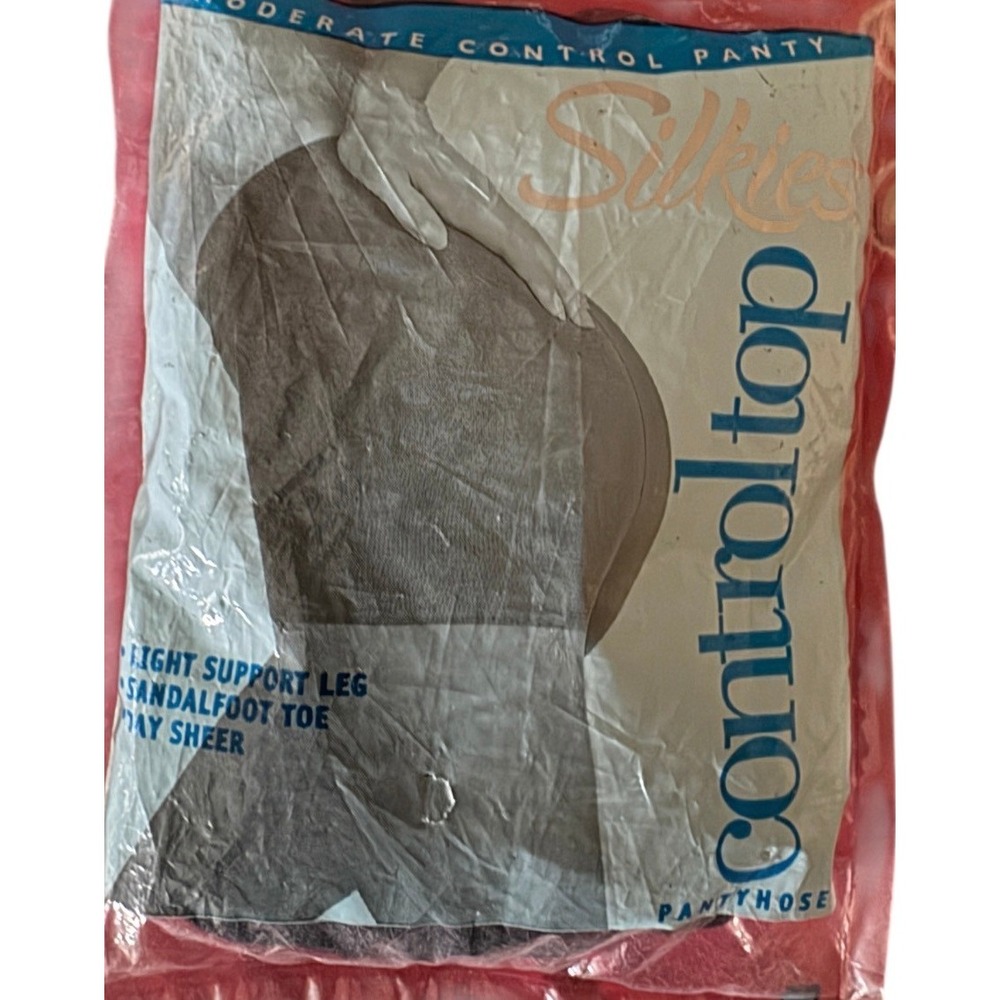 NWT Silkies Control Top‎ Pantyhose Queen Jet Black X Large Sheer